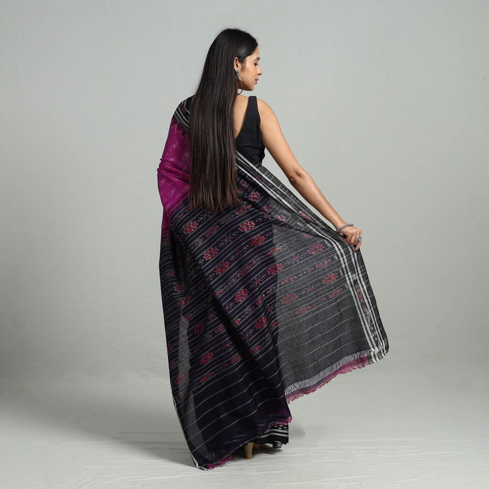 Purple - Ikat Weave Handloom Cotton Sambalpuri Saree 21