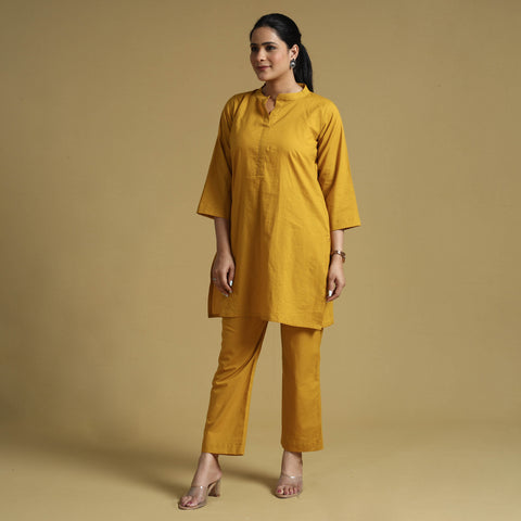 Mustard Yellow Plain Dyed Cotton Co-Ord Set