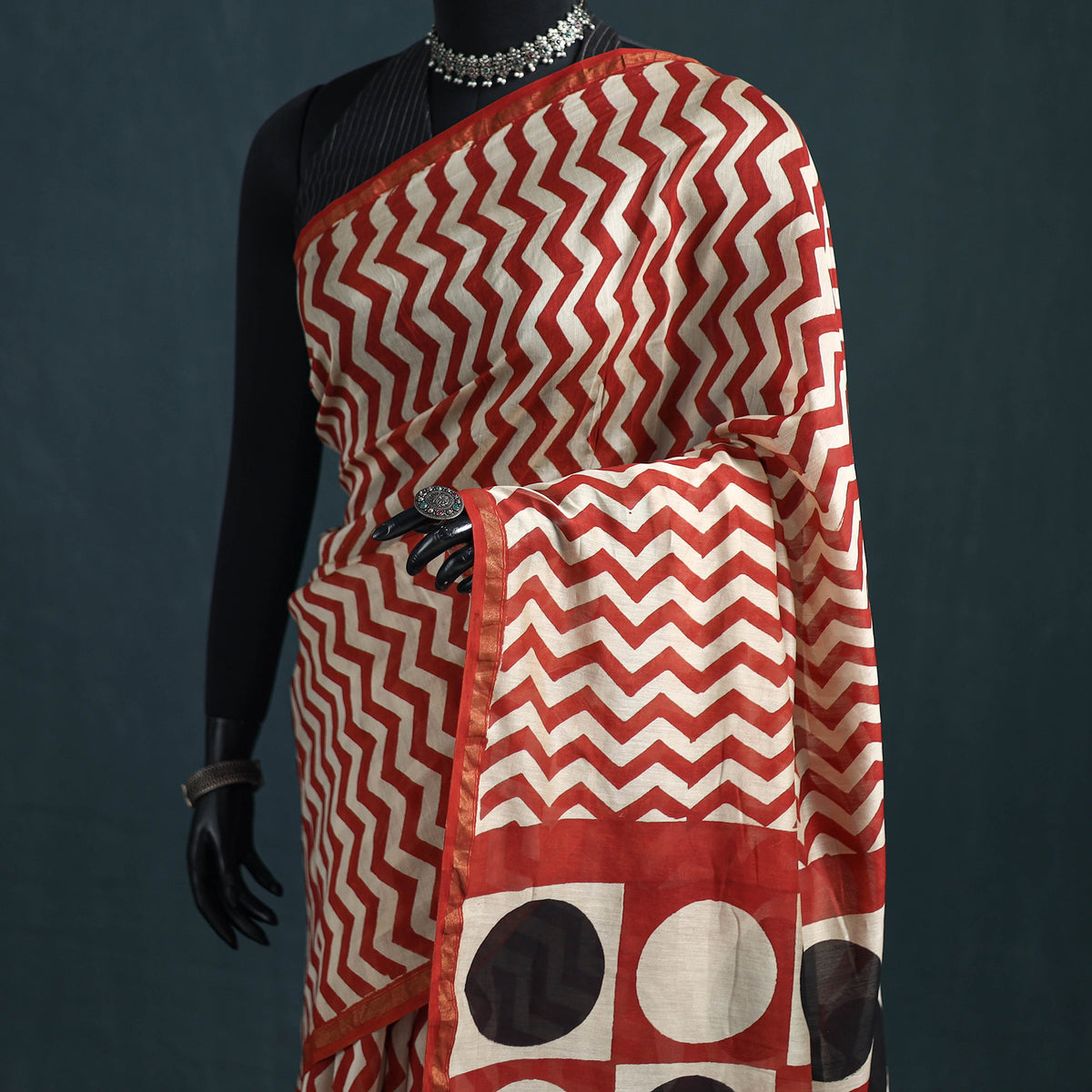 Bagru Hand Block Print Natural Dyed Mulberry Silk Saree 24