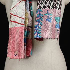 Bengal Kantha Handwork Patchwork Reversible Silk Stole 379