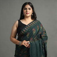 Green - Nandana Dabu Block Printed Mul Cotton Saree 05