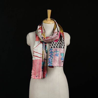 Bengal Kantha Handwork Patchwork Reversible Silk Stole 379