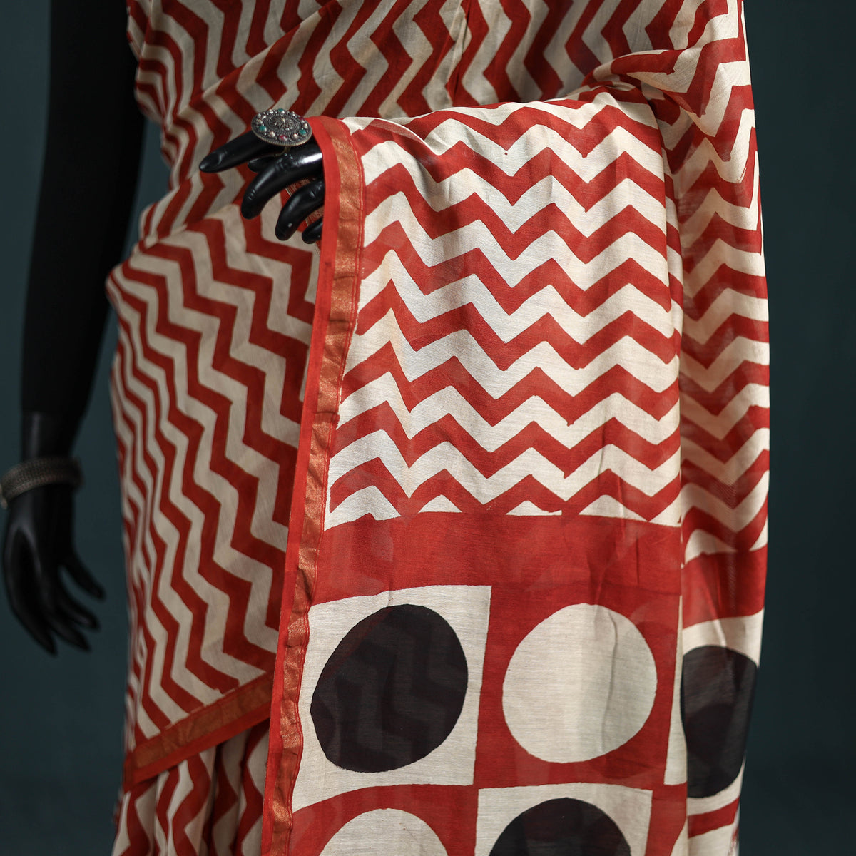 Bagru Hand Block Print Natural Dyed Mulberry Silk Saree 24