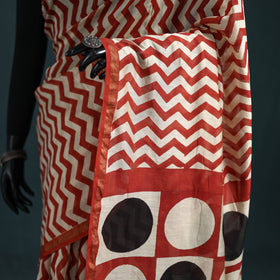 Bagru Hand Block Print Natural Dyed Mulberry Silk Saree 24