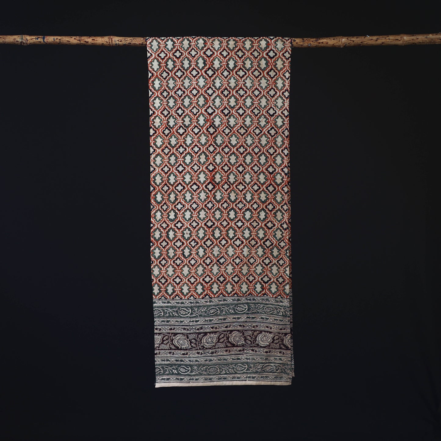 Pedana Block Print Natural Dyed Cotton Kalamkari Stole 01