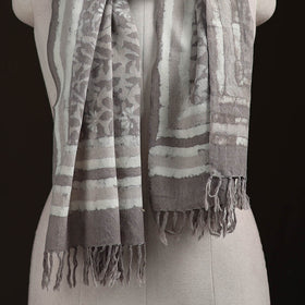 Bagru Dabu Hand Block Print Pure Merino Wool Handwoven Natural Dyed Stole 03