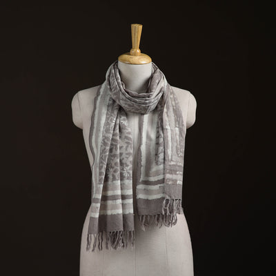 Bagru Dabu Hand Block Print Pure Merino Wool Handwoven Natural Dyed Stole 03