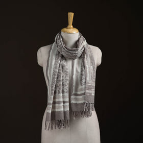 Bagru Dabu Hand Block Print Pure Merino Wool Handwoven Natural Dyed Stole 03