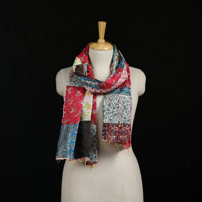 Bengal Kantha Handwork Patchwork Reversible Silk Stole 380
