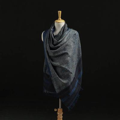 Kutch Handwoven Ajrakh Hand Block Print Merino Wool Shawl  51