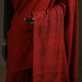 Handwoven Merino Wool Natural Dyed Hand Block Print Bagh Saree 06