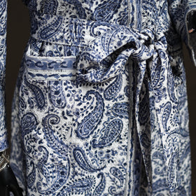 Sanganeri Hand Block Print Waffle Weave Cotton Bath Robe 04