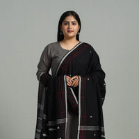 Black - Handloom Cotton Burdwan Jamdani Dupatta 19