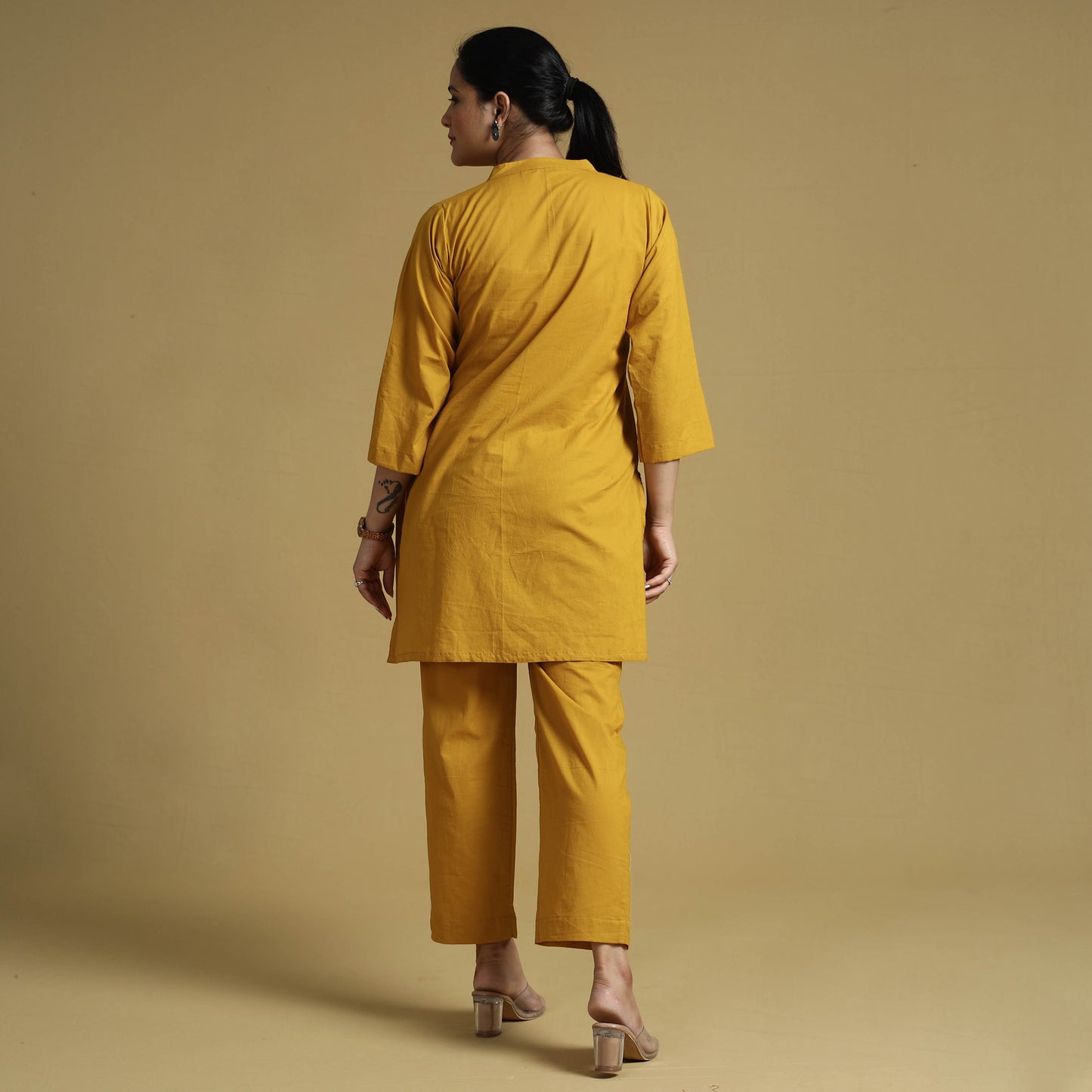 Mustard Yellow Plain Dyed Cotton Co-Ord Set