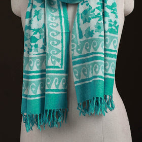 Bagru Dabu Hand Block Print Pure Merino Wool Handwoven Natural Dyed Stole 02
