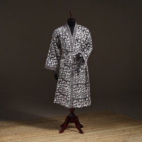 Sanganeri Hand Block Print Waffle Weave Cotton Bath Robe 05