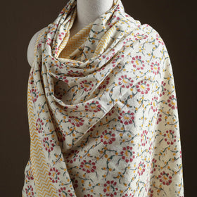 Floral Sanganeri Print Pure Merino Wool Handwoven Shawl 38