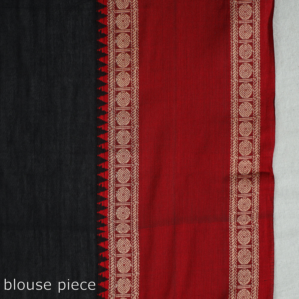 Black - Traditional Narayanpet Mercerised Cotton Saree with Thread Border 70