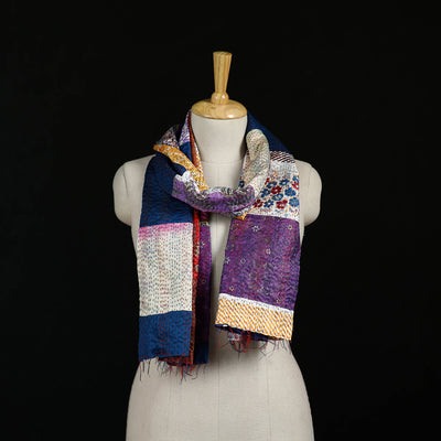 Bengal Kantha Handwork Patchwork Reversible Silk Stole 383