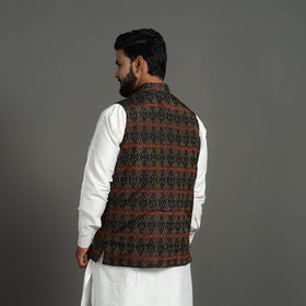 Buy Multicolor Silk Cotton Pochampally Ikat Nehru Jacket