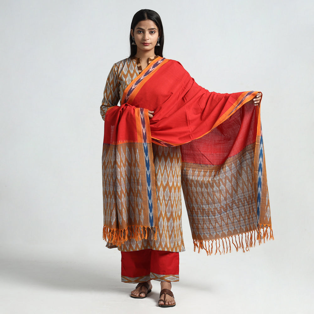 Pochampally Ikat Kurta with Palazzo & Dupatta Set
