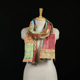 Bengal Kantha Handwork Patchwork Reversible Silk Stole 384