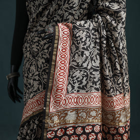 Bagru Hand Block Print Natural Dyed Mulberry Silk Saree 25