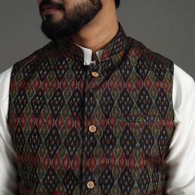 Buy Multicolor Silk Cotton Pochampally Ikat Nehru Jacket