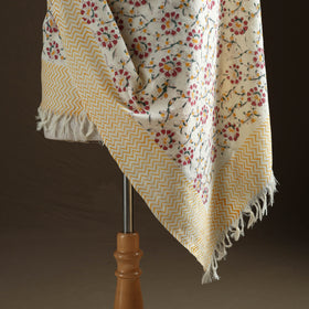 Floral Sanganeri Print Pure Merino Wool Handwoven Shawl 38