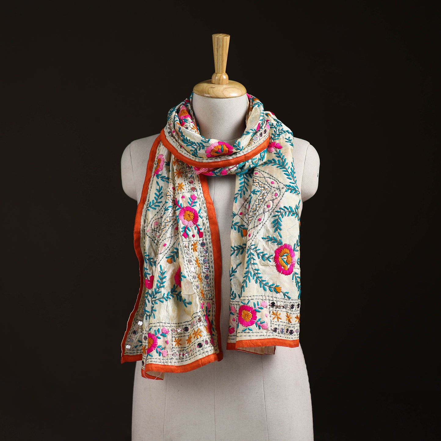 Ranihati Chanderi Silk Hand Embroidered Stole 44