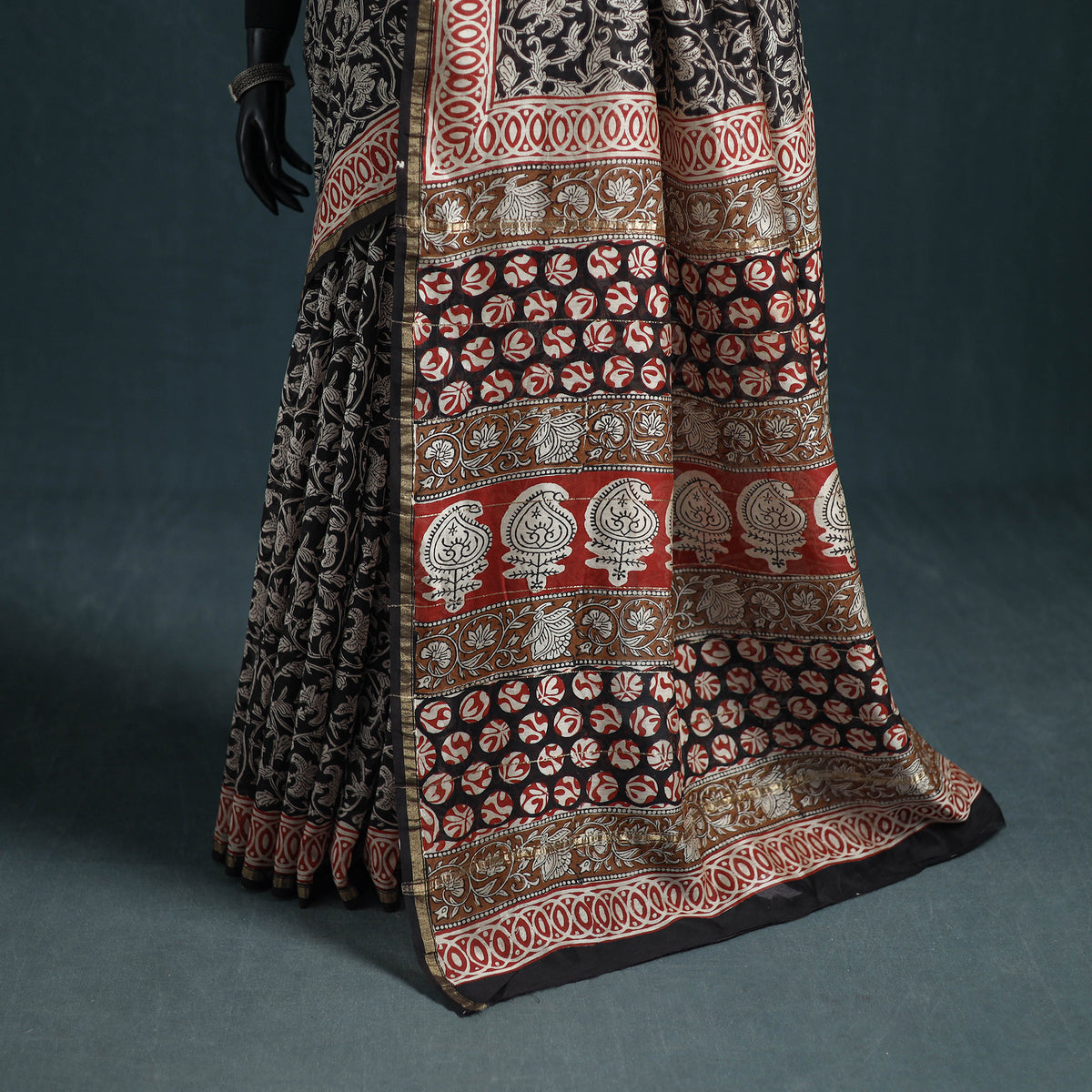 Bagru Hand Block Print Natural Dyed Mulberry Silk Saree 25