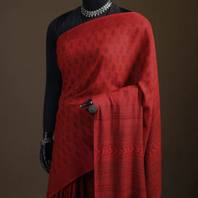 Handwoven Merino Wool Natural Dyed Hand Block Print Bagh Saree 07