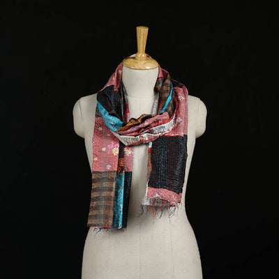 Bengal Kantha Handwork Patchwork Reversible Silk Stole 386