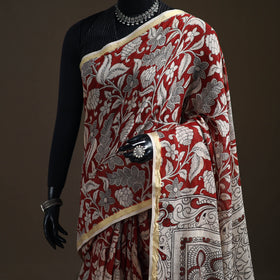 Kalamkari Printed Kota Doria Cotton Saree 37
