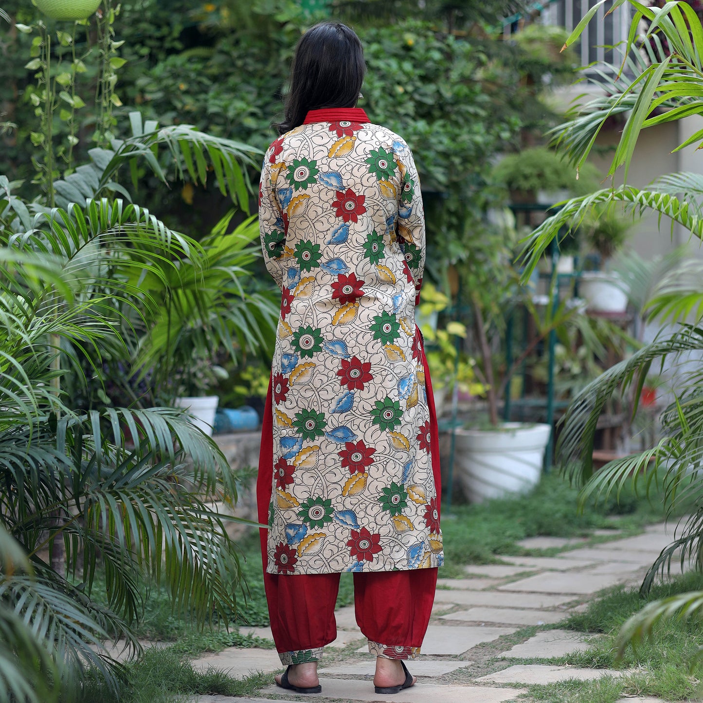 Kalamkari Kurta with Palazzo & Dupatta Set