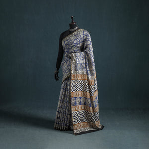 Bagru Hand Block Print Natural Dyed Mulberry Silk Saree 26