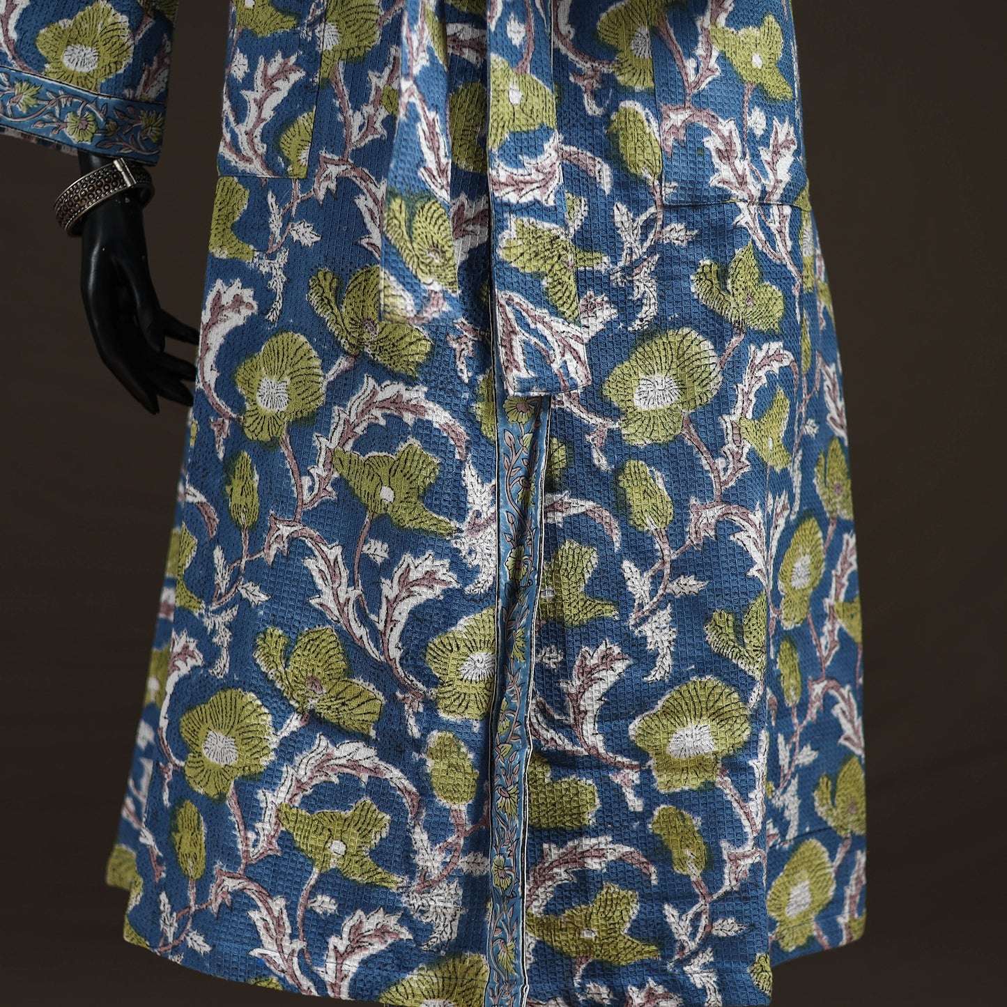 Sanganeri Hand Block Print Waffle Weave Cotton Bath Robe 06