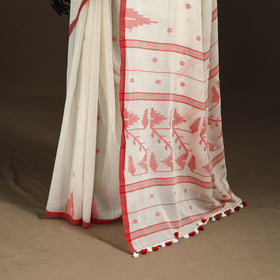 Phulia Jamdani Pure Handloom Cotton Saree with Tassels (Count 92/84) 21