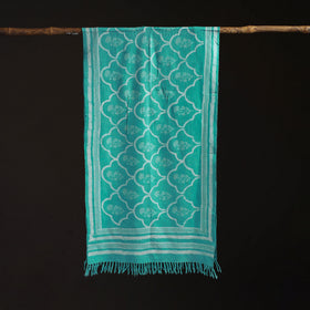 Bagru Dabu Hand Block Print Pure Merino Wool Handwoven Natural Dyed Stole 17