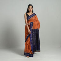 Orange - Ikat Weave Handloom Cotton Sambalpuri Saree 23