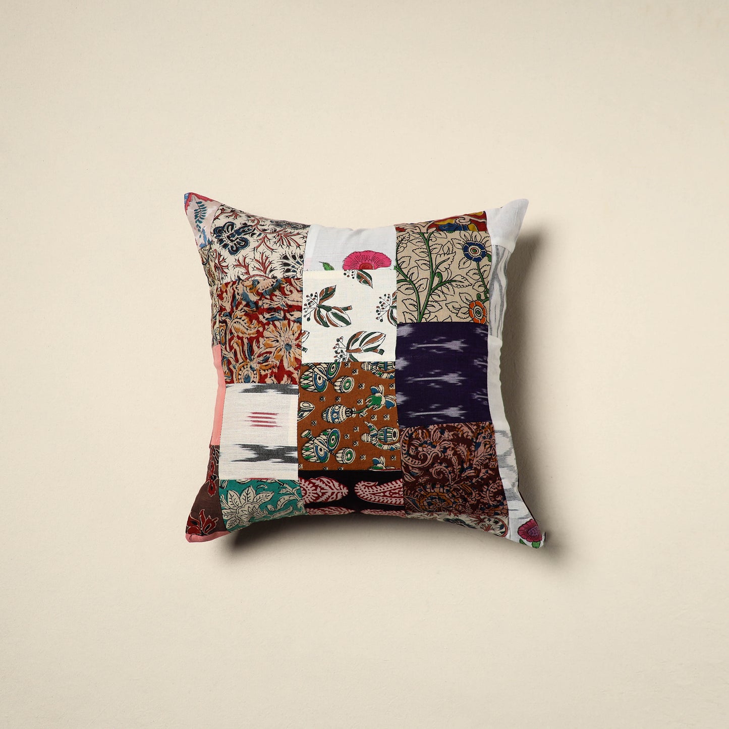 Multicolor - handcrafted cotton patchwork cushion cover 28