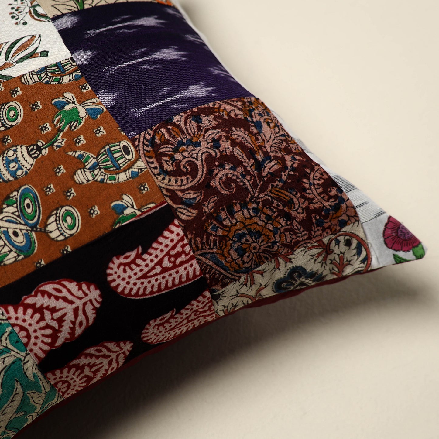 Multicolor - handcrafted cotton patchwork cushion cover 28