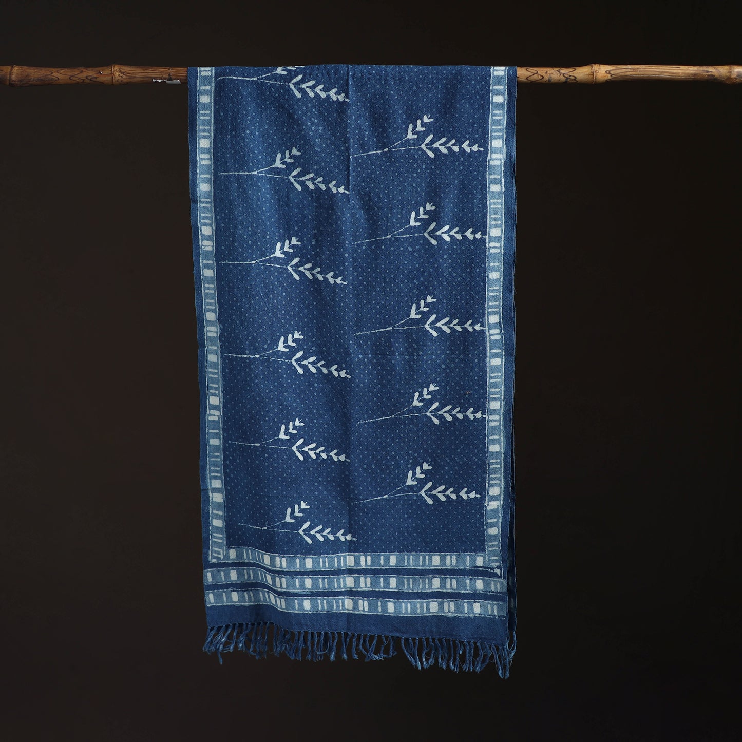 Bagru Dabu Hand Block Print Pure Merino Wool Handwoven Natural Dyed Stole 16