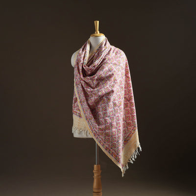 Floral Sanganeri Print Pure Merino Wool Handwoven Shawl 39