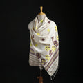 White - Handspun Handwoven Pure Eri Silk Aari Hand Embroidered Shawl of Assam 21