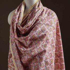Floral Sanganeri Print Pure Merino Wool Handwoven Shawl 39