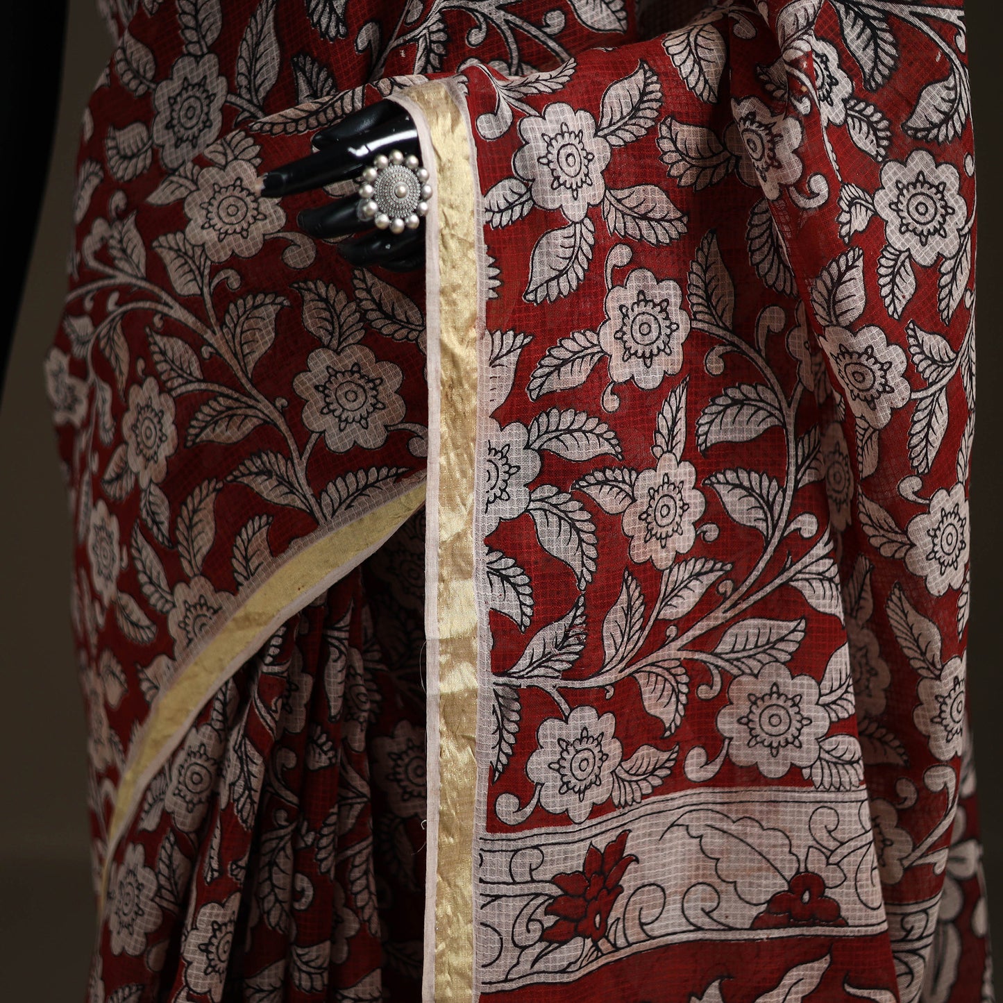 Kalamkari Printed Kota Doria Cotton Saree 38