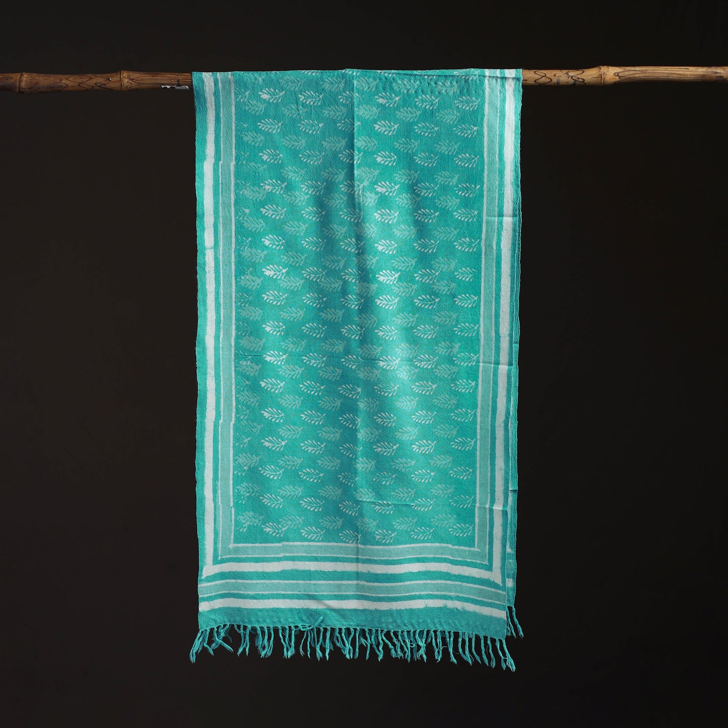 Bagru Dabu Hand Block Print Pure Merino Wool Handwoven Natural Dyed Stole 14