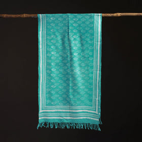 Bagru Dabu Hand Block Print Pure Merino Wool Handwoven Natural Dyed Stole 14