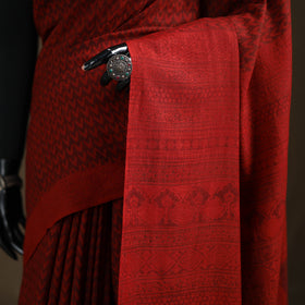 Handwoven Merino Wool Natural Dyed Hand Block Print Bagh Saree 08